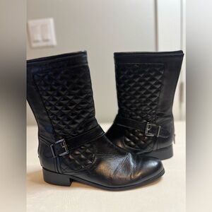 Neiman Marcus Black Leather Mid Calf Boots size 8 1/2 M